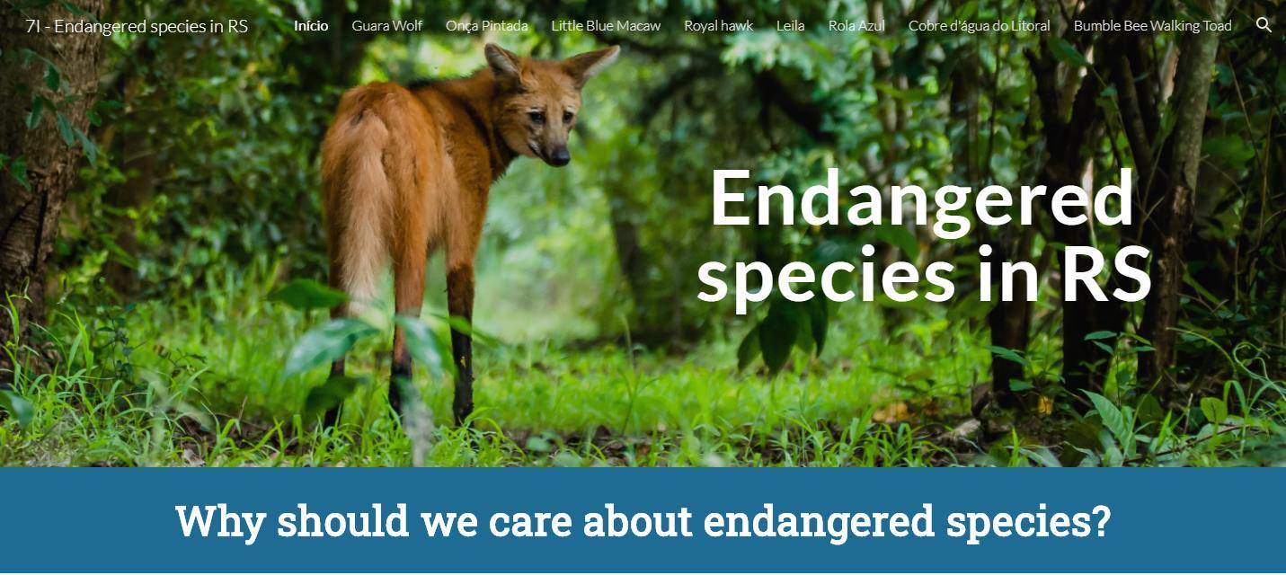 Alunos bilíngues elaboram sites colaborativos sobre animais em extinção Alunos bilíngues elaboram sites colaborativos sobre animais em extinção