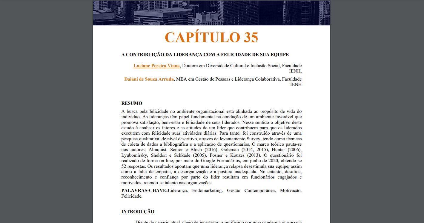 Artigo realizado no MBA em Gestão de Pessoas e Liderança Colaborativa é publicado em livro