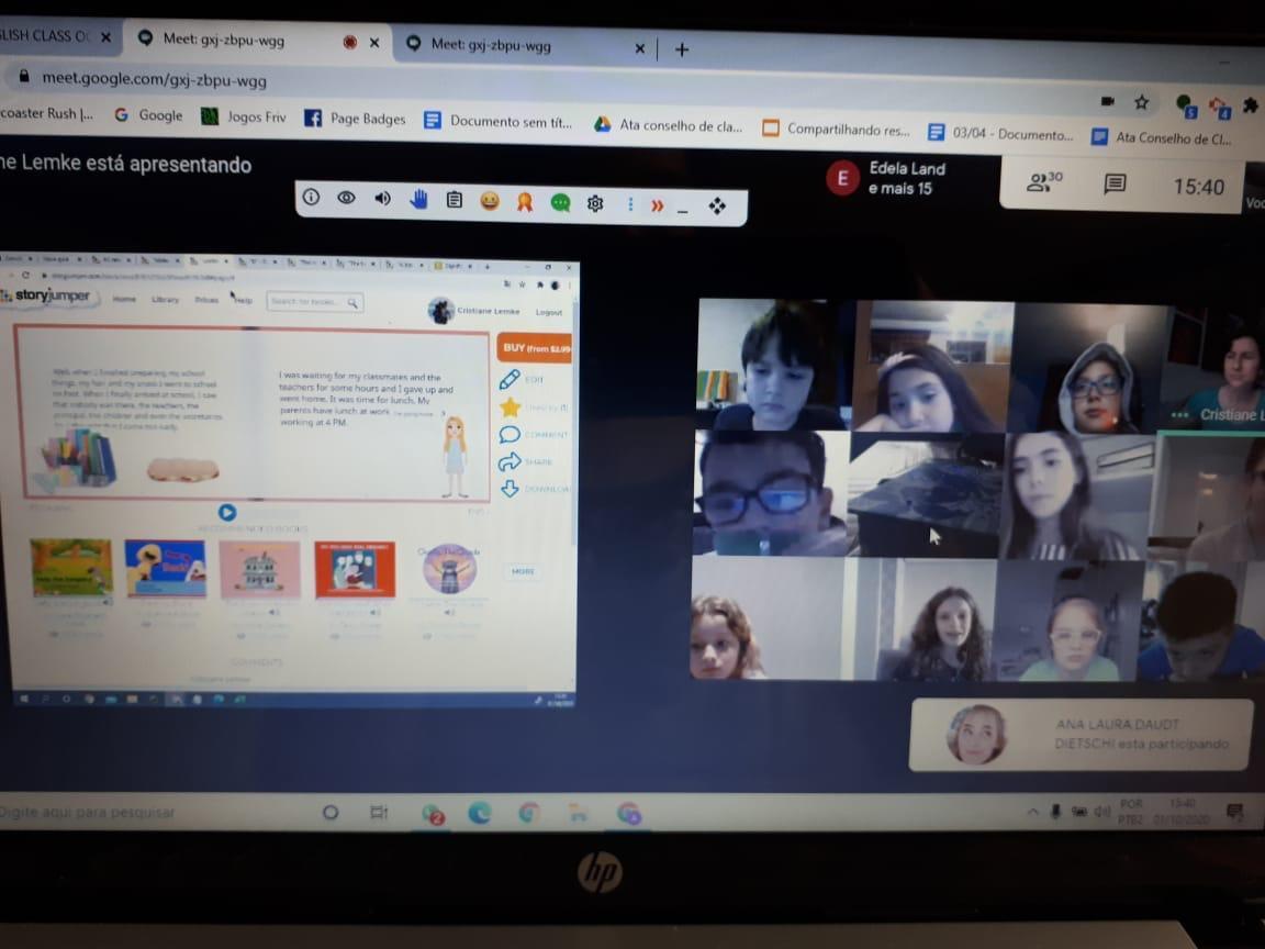 Encontro de turmas bilíngues para compartilhar histórias virtuais Encontro de turmas bilíngues para compartilhar histórias virtuais