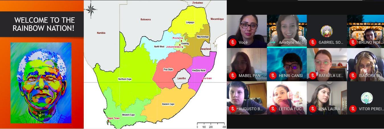 Estudantes do Currículo Bilíngue recebem estudante para conversa sobre intercâmbio na África do Sul