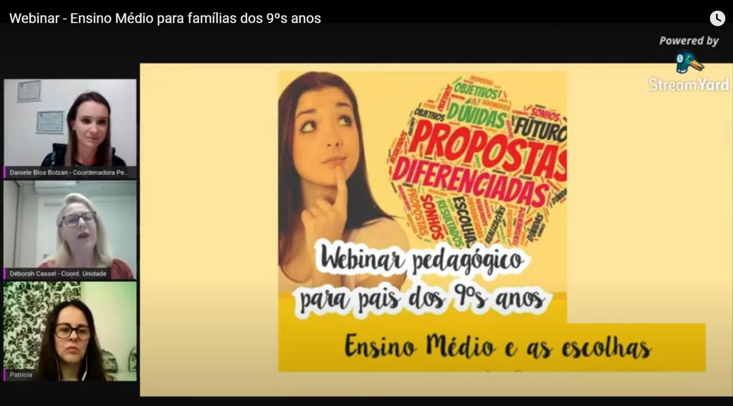 Famílias esclarecem dúvidas sobre o Ensino Médio em webinar com o Núcleo Pedagógico Famílias esclarecem dúvidas sobre o Ensino Médio em webinar com o Núcleo Pedagógico