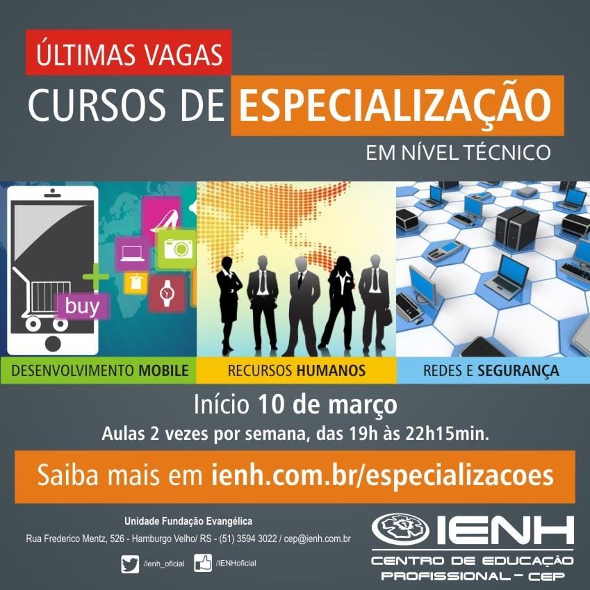 IENH está com inscrições abertas para Cursos de Especializações em Nível Técnicos