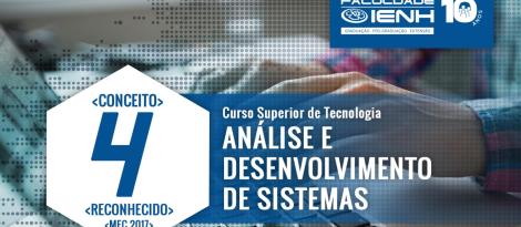 Curso de Análise e Desenvolvimento de Sistemas da Faculdade IENH é reconhecido pelo MEC com nota 4