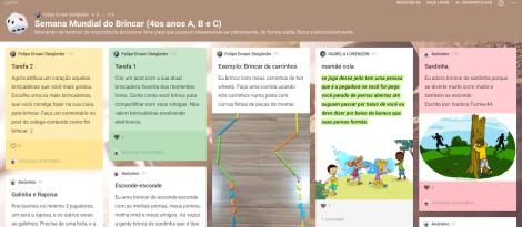 Estudantes compartilham brincadeiras em mural digital Estudantes compartilham brincadeiras em mural digital