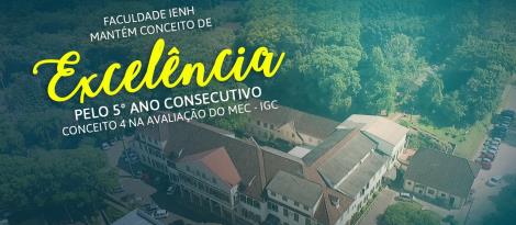 Faculdade IENH mantém conceito 4 na avaliação do MEC pelo quinto ano consecutivo