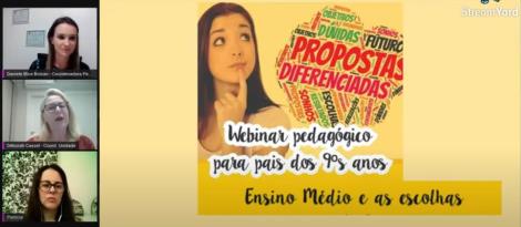 Famílias esclarecem dúvidas sobre o Ensino Médio em webinar com o Núcleo Pedagógico Famílias esclarecem dúvidas sobre o Ensino Médio em webinar com o Núcleo Pedagógico