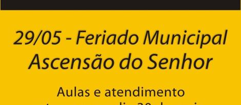 Feriado Municipal – Ascensão do Nosso Senhor